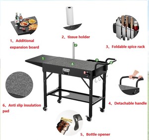 <span class=keywords><strong>Carrito</strong></span> de Parrilla Plegable para Exteriores Directo de Fábrica, Mesa de Preparación Portátil para Barbacoa con Ruedas, Estación de Cocina para Acampar en Patio o Jardín - Product Image 2