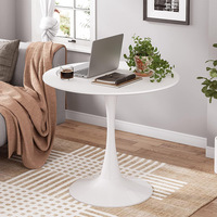 Table de salle à manger ronde Tuliip en gros d'usine, plateau blanc, piétement unique, table basse de loisirs pour café, maison, balcon, mobilier