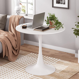비스트로 테이블 모던 원형 식탁 화이트 MDF 상판 소형 주방 식당 튤립 디자인 받침대 테이블 거실 테이블 - Product Image 3