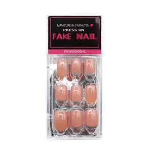 New French Nail Product Shinny Private Label Fake Nails Full Cover Custom Press On Nails With Box