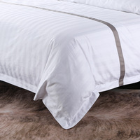Luxe blanc 3cm rayure Jacquard housse de couette linge de lit 100% coton drap de lit ensemble pour Star Hotel en gros taille personnalisée