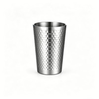 Tasses à bière à double paroi en acier inoxydable texturé martelé, mugs à lait, gobelets pour boissons froides, vaisselle de cuisine