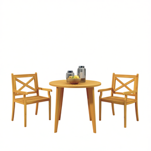 Ensemble de chaises de salle à manger de patio en bois d'acacia massif, 2 places, meubles d'extérieur, design traditionnel durable - Product Image 1