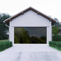 Porte de garage sectionnelle automatique en verre trempé sans cadre, à vue complète, pour villa moderne
