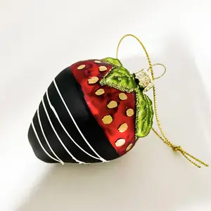 Vintage chocolate dipped covered glass strawberry fruit and vegetable food christmas tree baubles ornaments for christmas tree