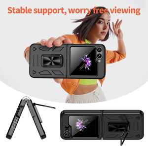 PC dur + ceinture de protection de broche + TPU souple avec feuille de CD en métal + étuis de téléphone à anneau pour <span class=keywords><strong>Samsung</strong></span> <span class=keywords><strong>Z</strong></span> <span class=keywords><strong>Flip</strong></span> - Product Image 6