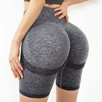Pantalones cortos de Yoga para mujer, ropa deportiva de nailon y LICRA, sin costuras, de cintura alta para el contorno del gimnasio
