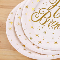 Platos para Cena, Serie con Estampado Dorado, Grado Alimenticio, Gruesos, Impermeables, Resistentes al Aceite y al Calor, Desechables, Decoraciones para Fiestas
