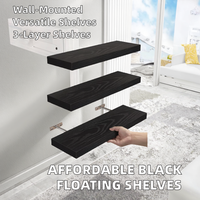 Étagères flottantes modernes en bois noir personnalisées, durables, doubles, à fixation murale pour salle de bain, cuisine, salon, pot de fleurs, moins cher