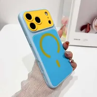 Étui de luxe magnétique à chargement sans fil en PC rigide + TPU et tissu Leathaire pour iPhone 17 Pro 16 15 Plus 14 13 12 18 Pro Max