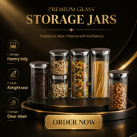 Boîte de conservation alimentaire portable en verre hermétique anti-humidité avec couvercle à rabat transparent pour céréales, pâtes, grains de café, cuisine, camping, grande taille