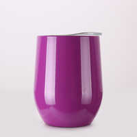 Thermos de 12 oz en acier inoxydable isolé, coquille d'œuf pour garder le vin rouge froid, avec couvercle, tasse à café, or rose, logo personnalisé, gobelet
