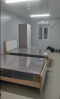 Maison préfabriquée moderne en conteneur, résidence familiale, chambre, école, espace extérieur, salle de bain, cuisine, système intégré complet