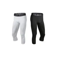 Mens Leggings Zwart Wit Stretch Hoge Taille Naadloze Custom Yoga Gym Track Compressie Strakke Broek Voor Mannen