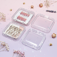 Boîte de rangement et de présentation carrée transparente haut de gamme WEISI pour nail art, emballage en acrylique fait main avec logo personnalisable pour faux ongles