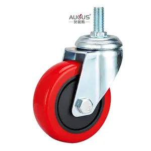 Zhongshan AUGUS Round Red Pvc With PP Core Before And After Swivel Caster Wheel For Trolley
