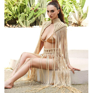 Abito 2024 da donna fatto a mano dea greca romana abito di un pezzo con nappine Sexy Design bohémien Vocation Beach Party abiti da donna - Product Image 3