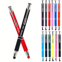 Stylo publicitaire personnalisé avec logo imprimé, en métal, avec stylet, pointe à bille, vente en gros