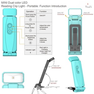 Lampe de lecture LED électrique rechargeable portable la plus vendue pour la salle de lecture, pliable, protection des yeux, contrôle tactile, 5 niveaux - Product Image 3