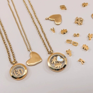 <span class=keywords><strong>Collana</strong></span> con Ciondolo Personalizzabile in Acciaio Inossidabile Placcato Oro 18K, Charm a Forma di Lettera, Sorriso, Zampa, Occhio, Amore, <span class=keywords><strong>Collana</strong></span> Fai-da-Te - Product Image 4