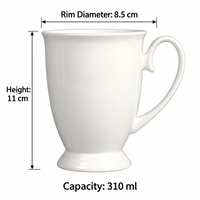 Tasse à café sur pied en porcelaine fine, tasse à pied blanc pur, vaisselle personnalisable avec logo