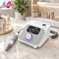 Lime à ongles électrique professionnelle avec écran tactile LCD, base de rangement pour embouts de ponceuse à ongles, surface en cuir, 45000 tr/min