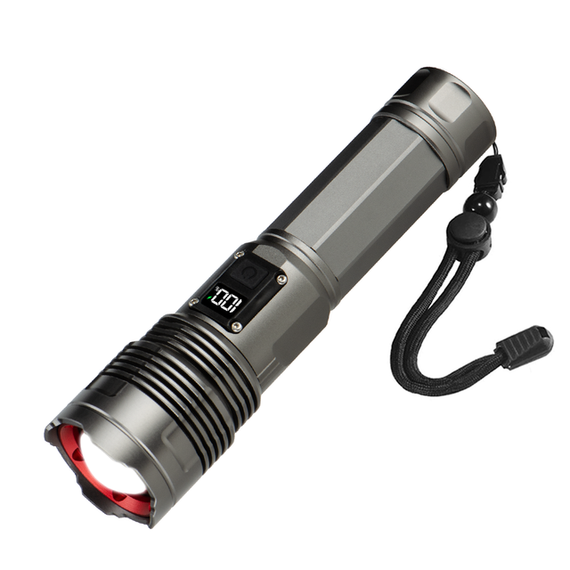 WOSEN Intelligent Display Aluminum Alloy Strong Light LED Tactical Flashlight IP66 Waterproof Rechargeable 1000 Lumens