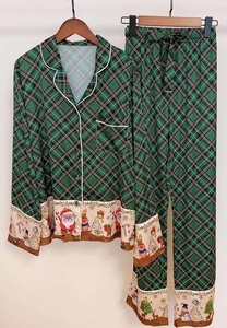 Pyjama de noël <span class=keywords><strong>personnalisé</strong></span> en soie, ensemble à carreaux, pour <span class=keywords><strong>famille</strong></span>, vente en gros, en Stock, mode tendance - Product Image 3