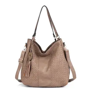 KCB05 Bolsa Hobo com padrão de tecido fashion, bolsa de ombro PU da moda, sacola feminina de couro de alta qualidade