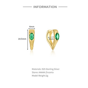 CANNER Minimalist 925 Sterling <b>Silver</b> Emerald Zircon <b>Earrings</b> Jewelry Geometric <b>Heart</b> Shape Hoop <b>Earrings</b> for Women - Product Image 6