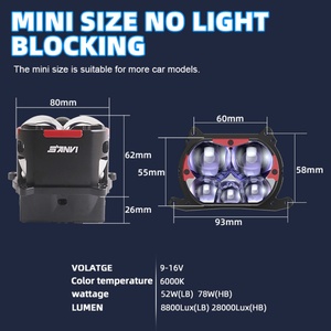 SANVI Multiple Lens C4 Black Bi <b>LED</b> <b>Projector</b> Headlight Module 5 Optical Systems 8800LUX 9v-16v Wide Voltage Car Headlights - Product Image 5