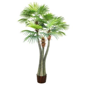 Palmera de abanico gigante artificial de 3 <span class=keywords><strong>troncos</strong></span> de 280cm de altura para decoración de paisaje - Product Image 1