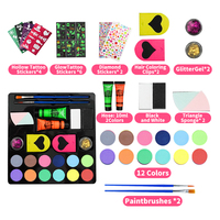 Perlengkapan Cat Warna Wajah Lengkap dengan Cat Bercahaya, Glitter & Stencil Tidak Beracun Aman untuk Anak-Anak untuk Dekorasi Pesta & Festival EU AS