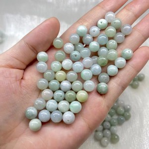 ลูกปัดหยกเจไดต์ธรรมชาติ ลูกปัดหยกสีเขียวทรงกลม สำหรับทำเครื่องประดับ - Product Image 5