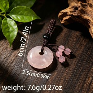 <span class=keywords><strong>Porte</strong></span>-clés pendentif disque rond en cristal pour femme, avec pierre naturelle quartz rose, cordon tressé et <span class=keywords><strong>pompon</strong></span>, breloque pour voiture et sac, cadeau <span class=keywords><strong>porte</strong></span>-bonheur - Product Image 5