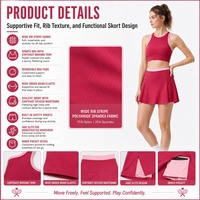 Ensemble de tennis personnalisé : Soutien-gorge de sport côtelé dos nageur avec bordure contrastante, bande élastique sous le buste, jupe intégrée à poches et fente latérale – Tenue de tennis