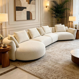 Canapé modulable incurvé Smile Bella Cloud, design haut de gamme, nouvelle collection 2026, tissu luxueux en laine d'agneau, pour salon - Product Image 3