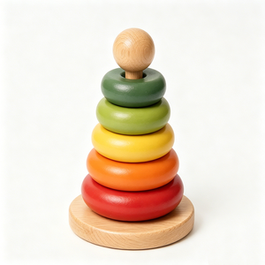 Juguete Educativo de Madera Apilable con Anillos de Arcoíris Personalizados, Torre de Anillos Apilables, Juguetes de Aprendizaje para Niños Pequeños, Juguete de Madera de Vietnam para Niños - Product Image 5