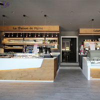 Chine café-restaurant fournit sur mesure surface solide durable moderne café comptoir simple conception de comptoir de magasin