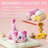 Kit de crochet pour débutants LUDOTEK - 3 packs sur le thème des chats avec tutoriels vidéo étape par étape, emballage en boîte