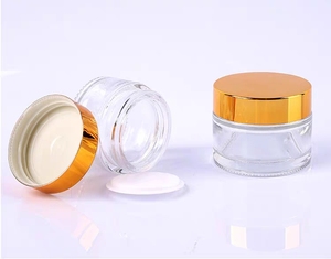 Envases Cosméticos Redondos Vacíos al <span class=keywords><strong>por</strong></span> <span class=keywords><strong>Mayor</strong></span> H&Z, Frascos <span class=keywords><strong>de</strong></span> Almacenamiento <span class=keywords><strong>de</strong></span> Maquillaje con Revestimientos Interiores Blancos y Tapas Doradas - Product Image 5