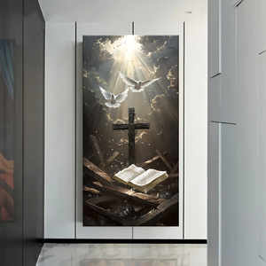 Colomba bianca e bibbia incrociata: stampa murale di arte murale di fede religiosa di gesus, murale su tela, pittura di animali della camera da letto del soggiorno - Product Image 4