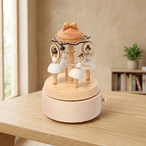 Caja Musical Giratoria de Madera con Diseño de Bailarina y Flor de Vals para Decoración de Fiestas de Cumpleaños de Adultos - Product Image 3