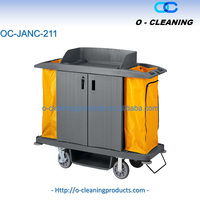 Chariot de service hôtelier O-Cleaning avec porte, chariot utilitaire pour le ménage, chariot de nettoyage commercial, chariot de blanchisserie