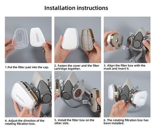 6200 Máscara de gas de media cara Respirador de goma reutilizable para olor de pintura y polvo de vapor orgánico Estándar KN95 - Product Image 5