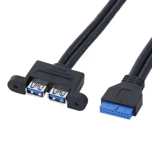Dual Port USB3.0 ke Motherboard 20Pin Cable PCI bracket Rear Female Female