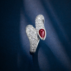 Usine <span class=keywords><strong>de</strong></span> bijoux MuShan Nouvelle <span class=keywords><strong>bague</strong></span> en <span class=keywords><strong>saphir</strong></span> rouge et <span class=keywords><strong>bleu</strong></span> cultivé en forme <span class=keywords><strong>de</strong></span> larme <span class=keywords><strong>de</strong></span> 0,3 ct 3*5 avec diamants complets provenant d'Europe et d'Amérique - Product Image 5