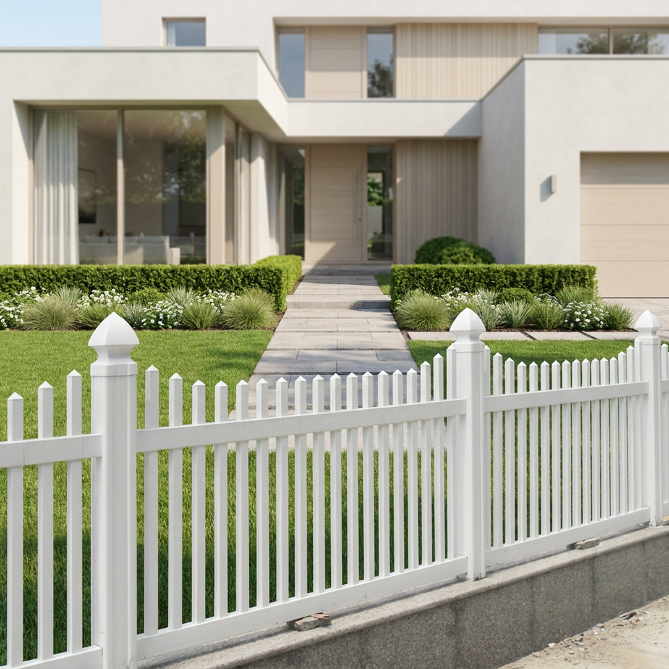 PVC Vinyl Fence Panels, Outdoor Privacy Fence for Residential Yard ...