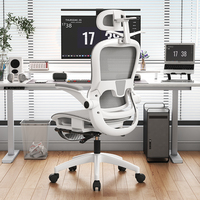 Chaise de bureau de direction au design moderne Rotation à 360 degrés Réglable Ergonomique Maille Tissu Appui-tête Ascenseur Dossier moyen Tournant