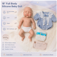 Poupée Reborn en Silicone Solide de 18 Pouces, Peinte à la Main, Réaliste, Entièrement Lavable, Collection d'Art Haut de Gamme, Poupée Nouveau-né Réaliste
